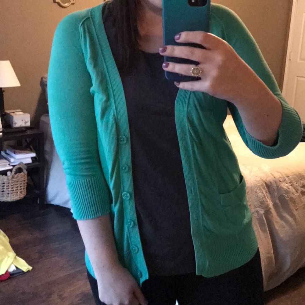 Green cardigan